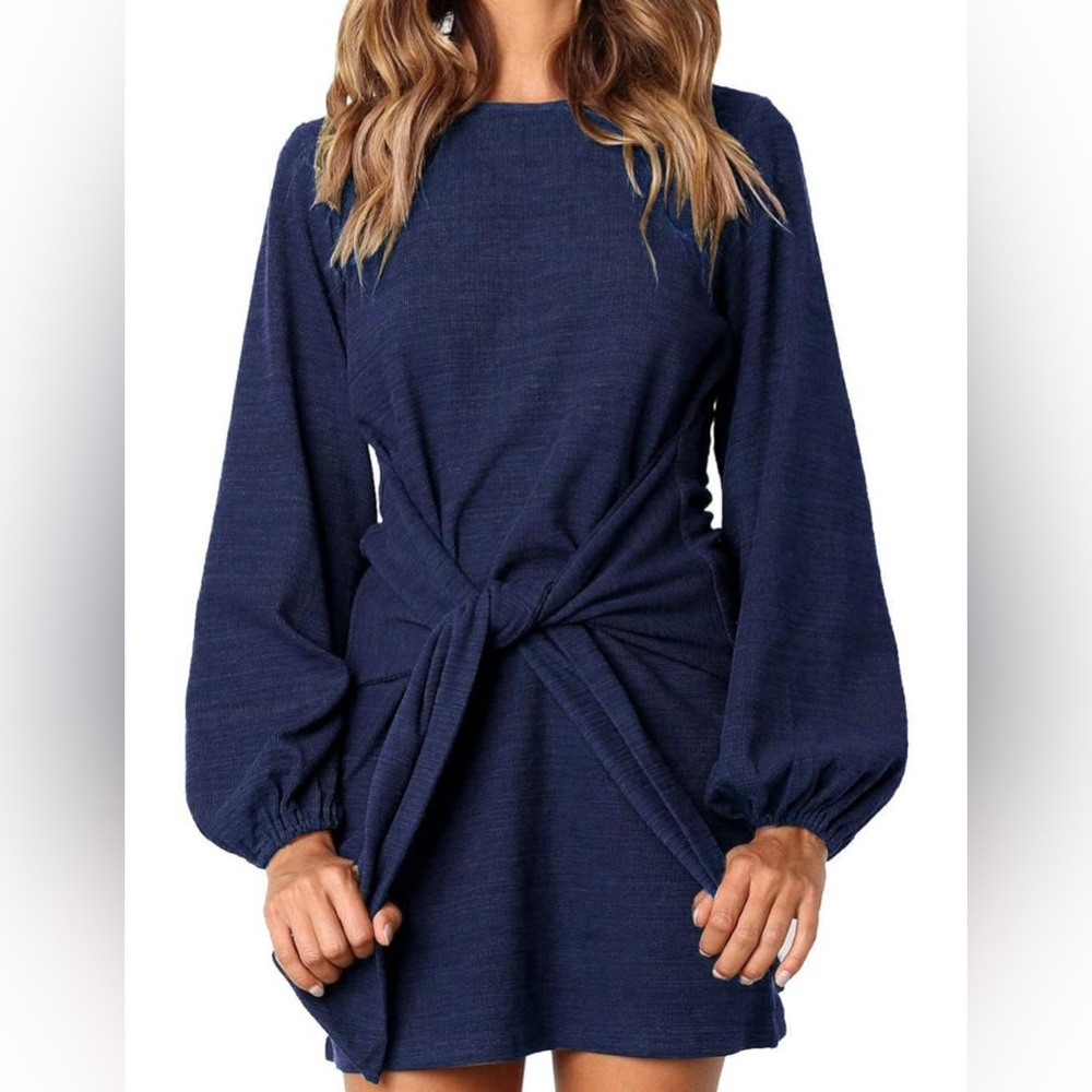Cotton Long Sleeves Elegant Knitted Bodycon Tie Waist Sweater